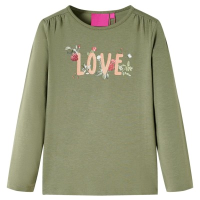 Tricou pentru copii cu m&amp;acirc;neci lungi, kaki, 140 13728 foto