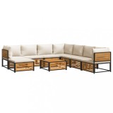 Set de canapele de gradina cu perne, 9 piese, lemn masiv acacia