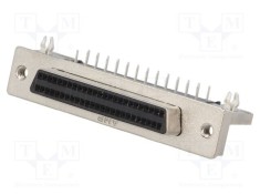 Conector SCSI TE Connectivity AMPLIMITE 50 pini ecranat unghi 90&deg; cu fixare clichet și șuruburi