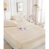 Cumpara ieftin Husa De Pat Tricot Cu Elastic + 2 Fete De Perna Pentru Pat Dublu, Cream - JO961