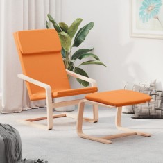 Scaun de relaxare cu taburet, galben &icirc;nchis, material textil