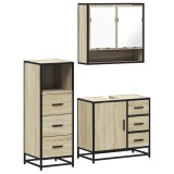 Cumpara ieftin Set mobilier de baie, 3 piese, stejar sonoma, lemn prelucrat