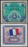 !!! RARR : FRANTA , FORTELE ALIATE - 5 FRANCI 1944 , block 2 - P 115 b - UNC / CEA DIN SCAN