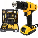 Bormasina cu percutie, cu 2 acumulatori 36V, si trusa de 30 accesorii, putere 750 W, durata de incarcare 1.5 h, negru/galben