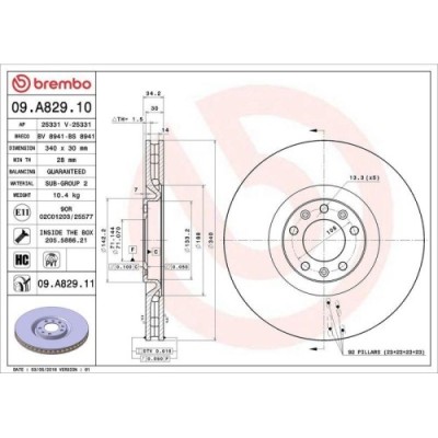 Set disc frana Peugeot Rcz 03.10-12.15, Fata, 340X30mm, ventilat, BREMBO foto