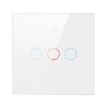Intrerupator inteligent cu touch Tuya, Life Smart, Aubess, Wi-Fi, fara nul, 3 canale, 16A, Sticla securizata, Alb @SmartWIz smw03, Altele