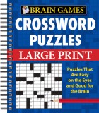 Brain Games Large Print Crossword Puzzles Book (80+ Puzzles) - 192 Pages, Spiral Bound, English