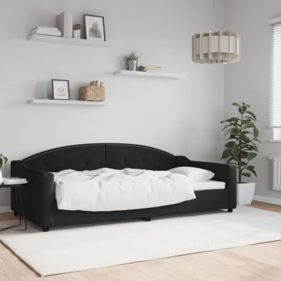 vidaXL Cadru de pat, negru, 100 x 200 cm, material textil foto