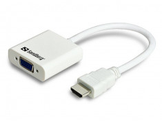 Adaptor Sandberg tip HDMI in VGA+Audio alb foto