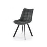 Scaun de living si bucatarie cu cadru metalic, HM K332, ergonomic, stofa velvet, 84x46x61 cm, 100 Kg, Gri