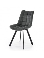Scaun de living si bucatarie cu cadru metalic, HM K332, ergonomic, stofa velvet, 84x46x61 cm, 100 Kg, Gri