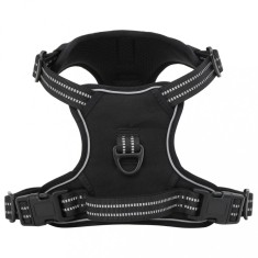 vidaXL Ham pentru c&acirc;ini cu plumb și guler, reglabil, negru, XL 4013395