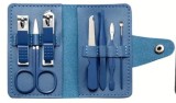 Cumpara ieftin Set profesional manichiura 7 piese , cu etui elegant albastru