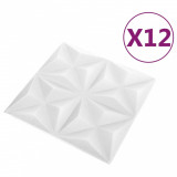 Panouri de perete 3D 12 buc. alb 50x50 cm model origami 3 m&sup2;