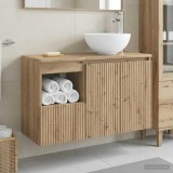 Cumpara ieftin Set dulap baie 2 buc. Stejar Artizanal 79,5 x 35 x 80 cm
