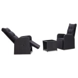 vidaXL Set mobilier de bistro cu perne, 3 piese, negru, poliratan 46067