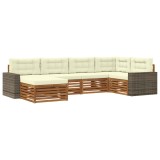 vidaXL Set de canapele de exterior cu pernă 6 pcs Natural și Crem 3383578