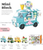 Set constructie Caravană Fast-food 4 tipuri camioane, 153-184 piese, plastic netoxic, varsta recomandata 6 ani+