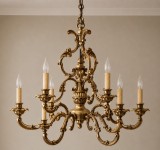 Boem candelabru antic din bronz masiv cu 9 brațe in stilul francez Louis