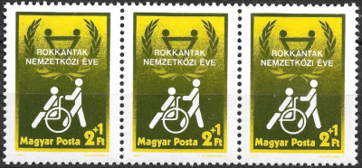 Ungaria - 1981 - Anul persoanelor cu handicap - serie completă neuzată x3 (T423) foto