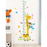 Sticker Perete Autocolant cu Centimetru Copii Girafa si Maimuta