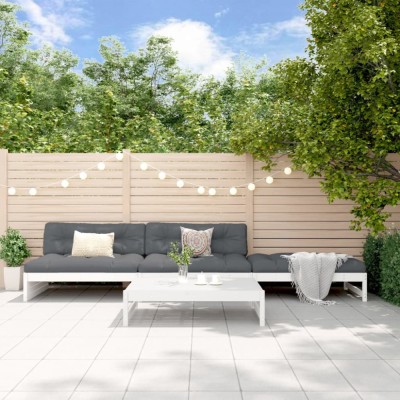 vidaXL Set mobilier relaxare de grădină, 4 piese, alb, lemn masiv pin 3186628 foto