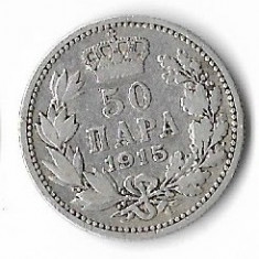 Moneda 50 para 1915 - Serbia, 2,5 g argint 0,835