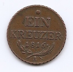 Austria 1 Kreuzer 1816 - Francisc I, Cupru, 26,6 mm, cod OVM, KM-2113 foto