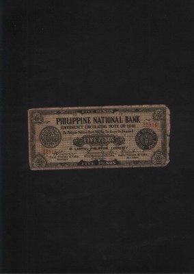 Rar! Filipine Cebu 5 pesos 1941 seria22816 foto