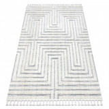 Covor SEVILLA Z788A labirint, greacă alb / gri Franjuri Berber shaggy, 240x330 cm