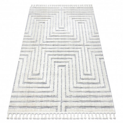 Covor SEVILLA Z788A labirint, greacă alb / gri Franjuri Berber shaggy, 140x190 cm foto