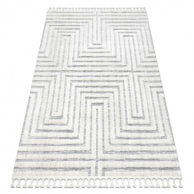 Covor SEVILLA Z788A labirint, greacă alb / gri Franjuri Berber shaggy, 120x170 cm foto