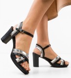Cumpara ieftin Sandale cu toc Noor Negre