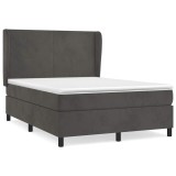 Cumpara ieftin Pat box spring cu saltea, gri inchis, 140x200 cm, catifea