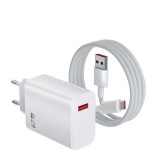 Adaptor Quick Charge 67W cu cablu tip C inclus, tehnologie GaN, compatibil cu Xiaomi, Huawei, IPhone, Samsung, tableta, alb, Elmhurst