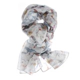 Esarfa din matase cu imprimeu floral in tonuri pastelate 50 x 180 cm