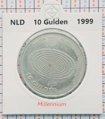 Olanda 10 gulden 1999 argint - Millennium - km 228 - D13101 foto