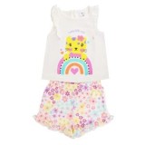Set de Maiou și Pantaloni Scurți Alb cu Model Floral pentru Bebeluși, CMCLASS