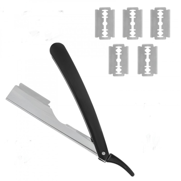 Brici Profesional pentru Ras si Tuns, 5 Lame Rezerve, Otel Inoxidabil, Ergonomic, Frizerie si Styling, 25cm