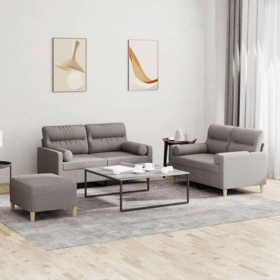 Gossi set de canapele cu perne, 3 piese, gri taupe, textil foto