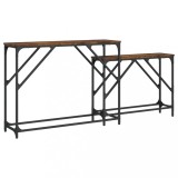 Mese console suprapuse, 2 buc, stejar fumuriu, lemn prelucrat