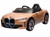 Masinuta electrica 12V cu scaun piele si roti EVA BMW I4 Brown