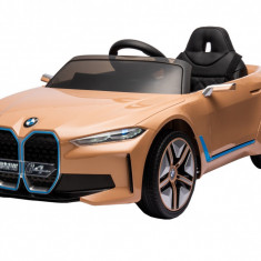 Masinuta electrica 12V cu scaun piele si roti EVA BMW I4 Brown