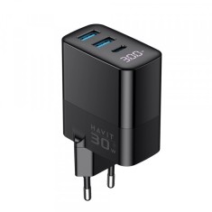 Incarcator Retea HAVIT UCLE001, 30W, 3A, 2 x USB-A - 1 x USB-C, Negru