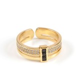 Inel placat cu aur design elegant cu detalii negre