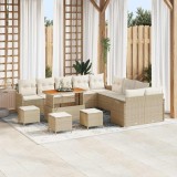 Set canapele grădină vidaXL cu 14 piese și perne bej poli ratan acacia