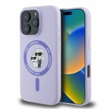 Husa MagSafe pentru Apple iPhone 16 Pro, Karl Lagerfeld, Silicone Ring Karl &amp; Choupette, Mov
