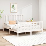 VidaXL Cadru de pat fără saltea, alb, 140x190 cm, lemn masiv de pin 3106684