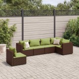 vidaXL Set mobilier de grădină cu perne, 6 piese, maro, poliratan 3308174