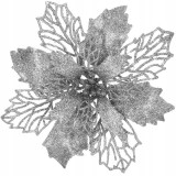 Set 10 ornamente pentru bradul de Craciun, stea Poinsettia, 16cm, argintiu Household NewTrend